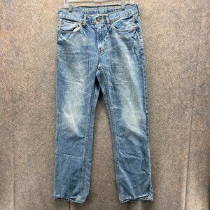 American Eagle Jeans Mens 31x32 Blue Denim Slim Straigh Distressed Light Wash